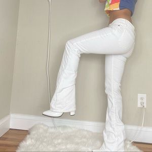 AG white low rise flair corduroy pants